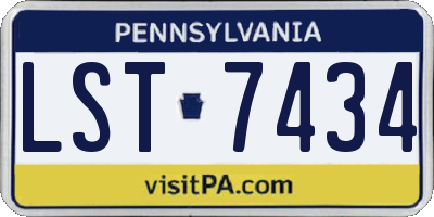 PA license plate LST7434
