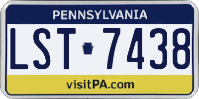 PA license plate LST7438