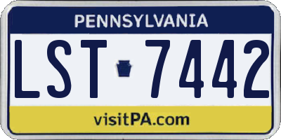 PA license plate LST7442
