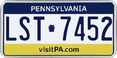 PA license plate LST7452