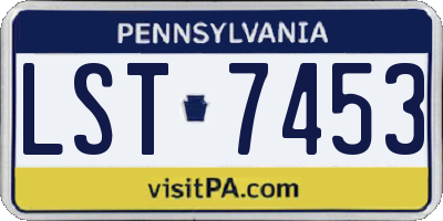 PA license plate LST7453