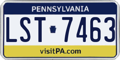 PA license plate LST7463