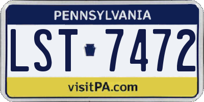 PA license plate LST7472