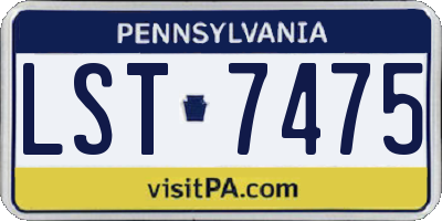 PA license plate LST7475