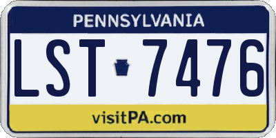 PA license plate LST7476