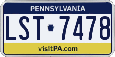 PA license plate LST7478