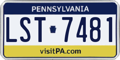 PA license plate LST7481
