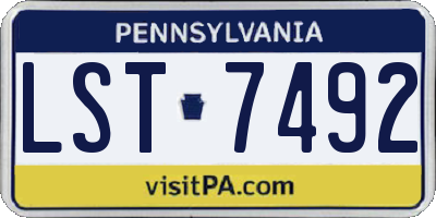 PA license plate LST7492