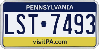 PA license plate LST7493