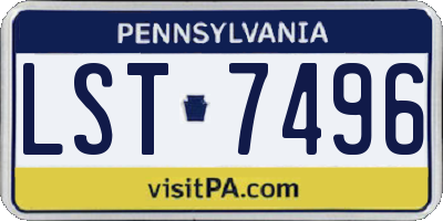 PA license plate LST7496