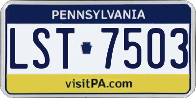 PA license plate LST7503