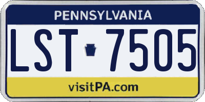 PA license plate LST7505