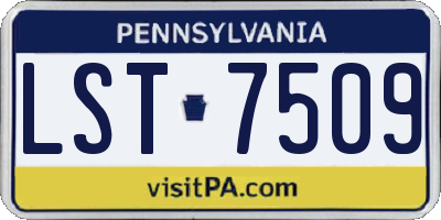 PA license plate LST7509