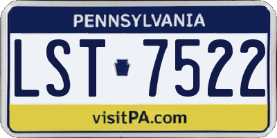 PA license plate LST7522