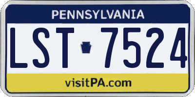PA license plate LST7524