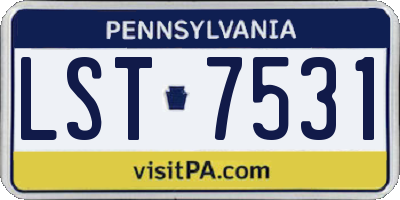 PA license plate LST7531