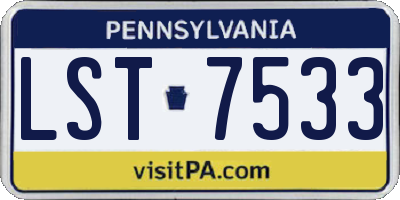PA license plate LST7533