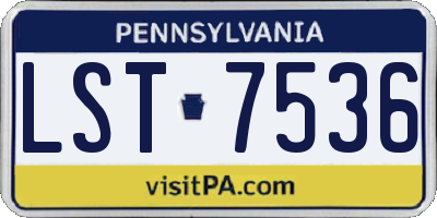 PA license plate LST7536