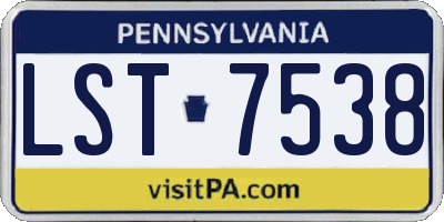 PA license plate LST7538