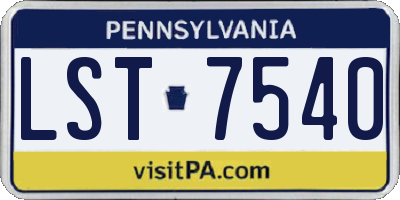 PA license plate LST7540