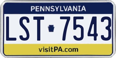 PA license plate LST7543