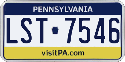 PA license plate LST7546