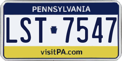 PA license plate LST7547