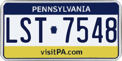 PA license plate LST7548