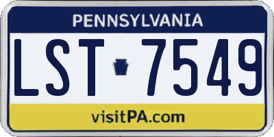 PA license plate LST7549