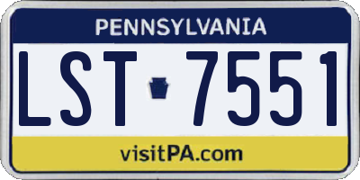 PA license plate LST7551