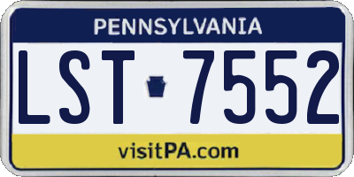 PA license plate LST7552