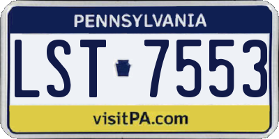 PA license plate LST7553