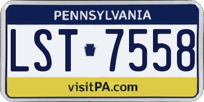 PA license plate LST7558