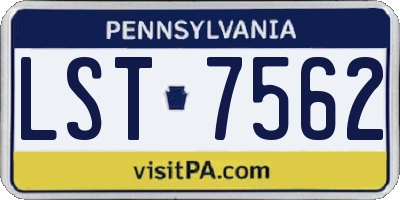 PA license plate LST7562