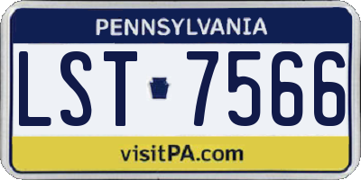 PA license plate LST7566