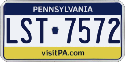 PA license plate LST7572