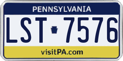 PA license plate LST7576