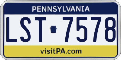 PA license plate LST7578