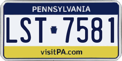 PA license plate LST7581