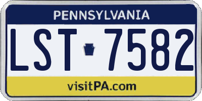 PA license plate LST7582