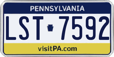 PA license plate LST7592