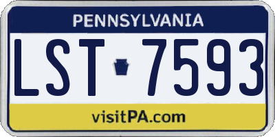 PA license plate LST7593