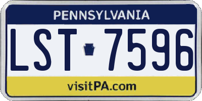 PA license plate LST7596