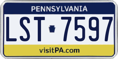 PA license plate LST7597