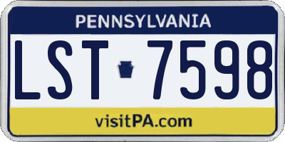 PA license plate LST7598