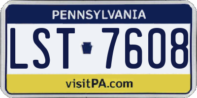 PA license plate LST7608