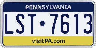 PA license plate LST7613