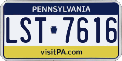 PA license plate LST7616