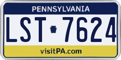 PA license plate LST7624