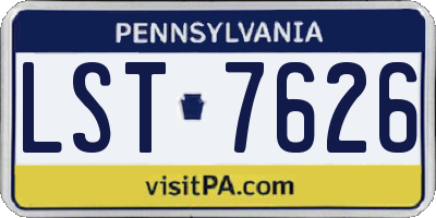 PA license plate LST7626